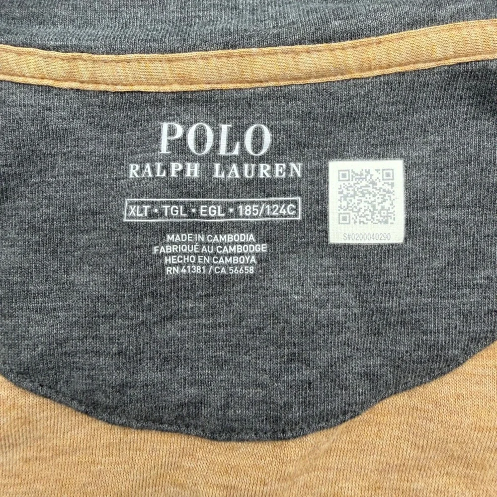 Polo Ralph Lauren Mens XLT Quarter Zip Pullover Tan Brown Heather Jersey Sweater